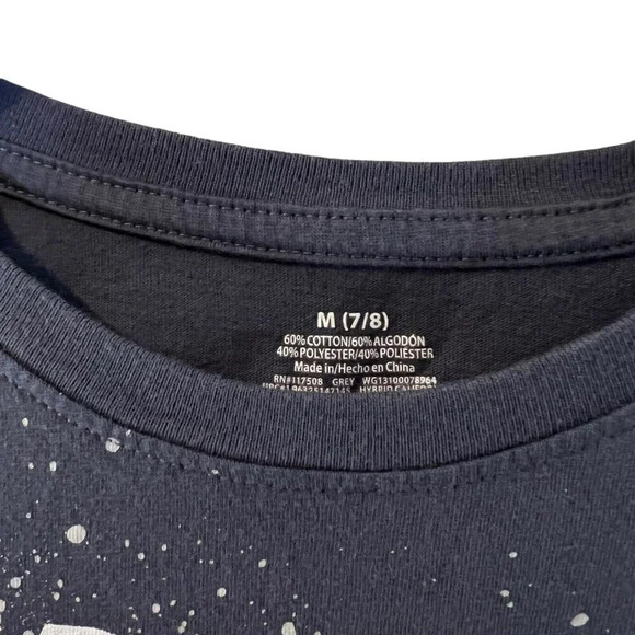 Girls Unicorn T Shirt Size Medium 7/8 Gray Paint Splatter Short Sleeve Positive - Picture 4 of 4